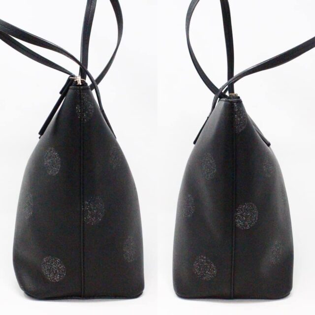 KATE SPADE 35464 Black Saffiano Leather Polka Dot Small Tote Bag 3