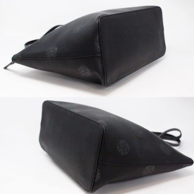KATE SPADE 35464 Black Saffiano Leather Polka Dot Small Tote Bag 4