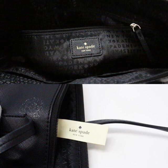 KATE SPADE 35464 Black Saffiano Leather Polka Dot Small Tote Bag 7