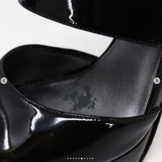 VIA SPIGA 34877 Black Patent Leather Open Toe Heels US 8 EU 38 6