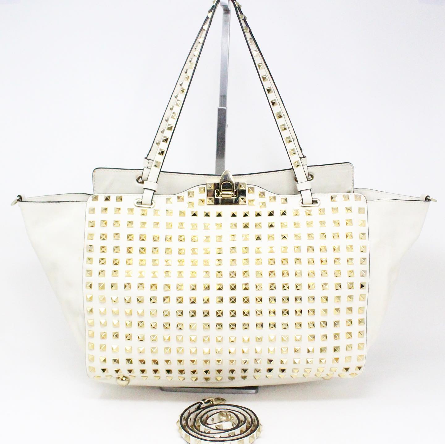 VALENTINO GARAVANI Ivory Rockstud All Over Leather Tote Bag – ALL YOUR BLISS