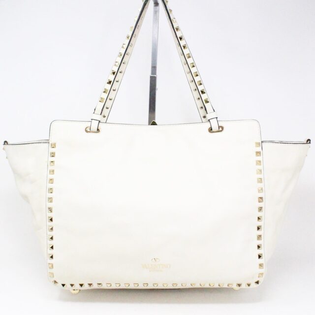 VALENTINO 36188 Ivory Rockstud AllOver Leather Tote Bag 2