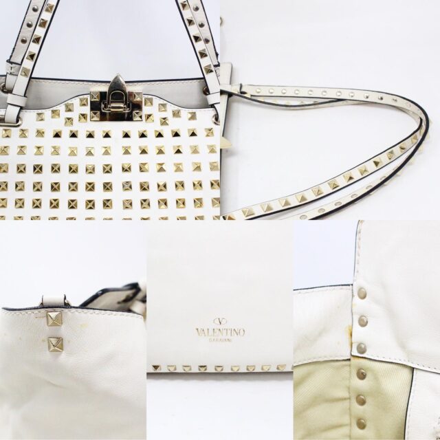 VALENTINO 36188 Ivory Rockstud AllOver Leather Tote Bag 9