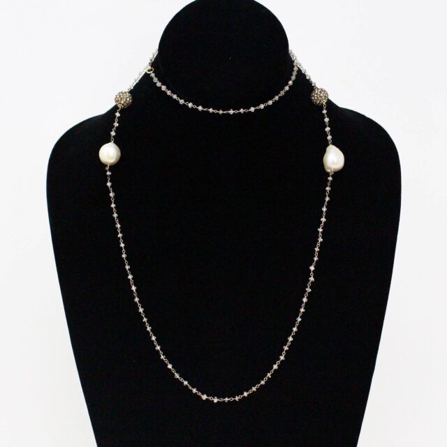 36318 Handmade Genuine Pearl with Beaded Chain Jewelry Set 2
