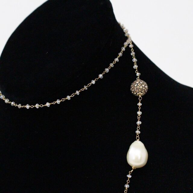 36318 Handmade Genuine Pearl with Beaded Chain Jewelry Set 5