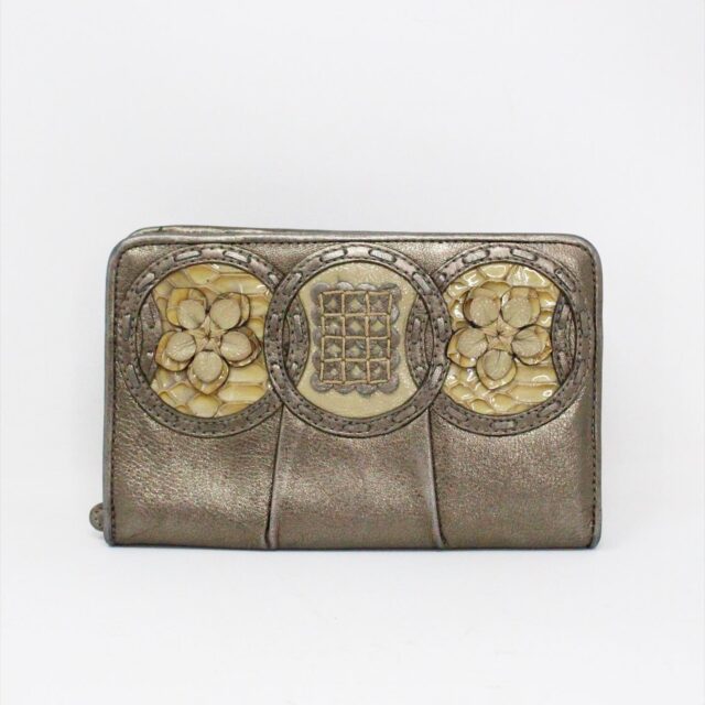 BRIGHTON 36536 Bronze Metallic Leather Bi Fold Wallet 1