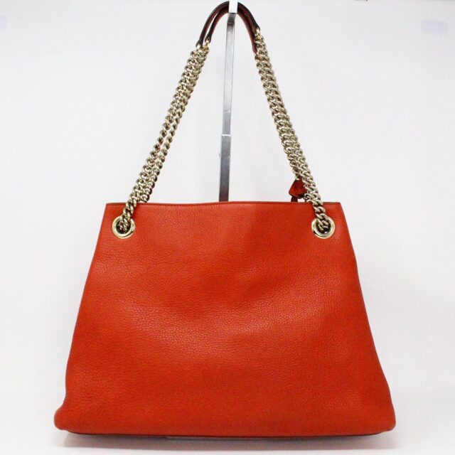 GUCCI 36716 Orange Soho Calfskin Leather Medium Chain Strap Tote Bag 2