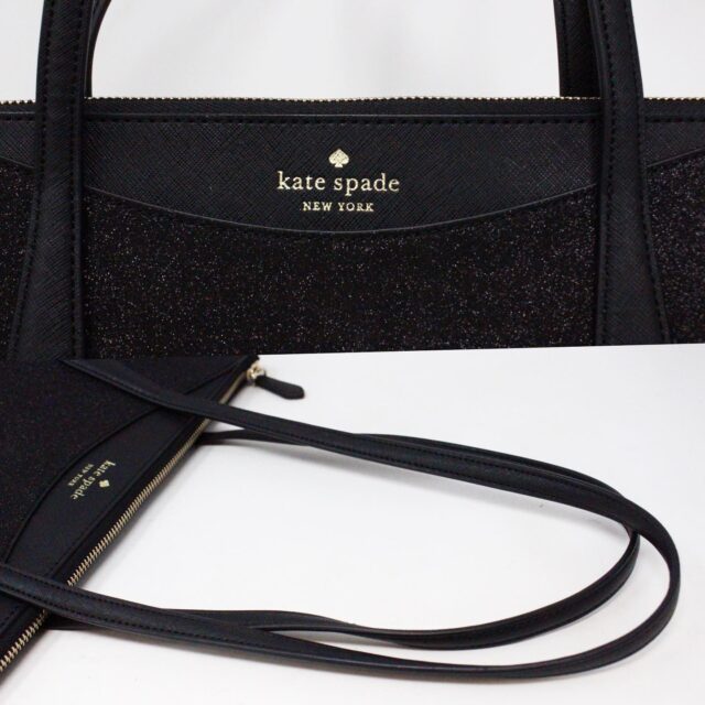 KATE SPADE 37088 Large Black Leather Glitter Tote Bag 8