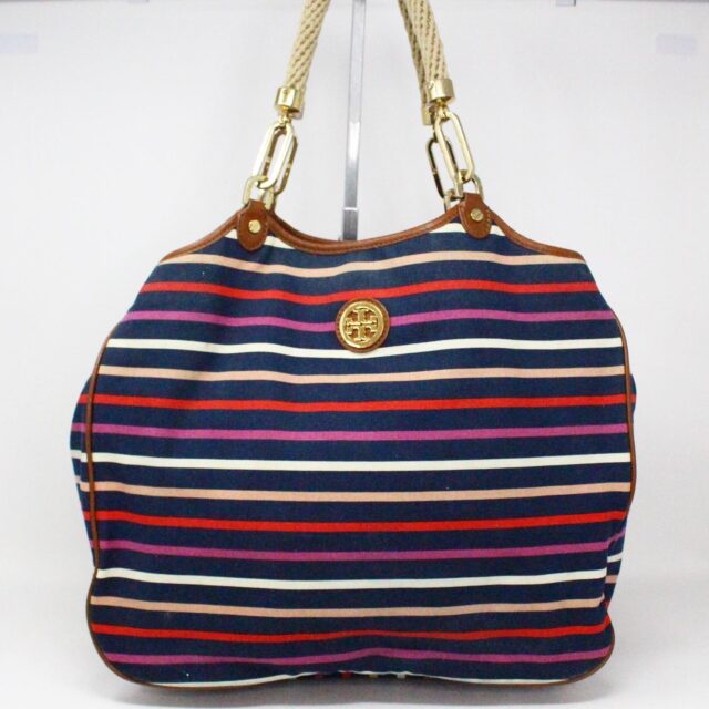 TORY BURCH 36692 Striped Canvas Large Tote Bag 1