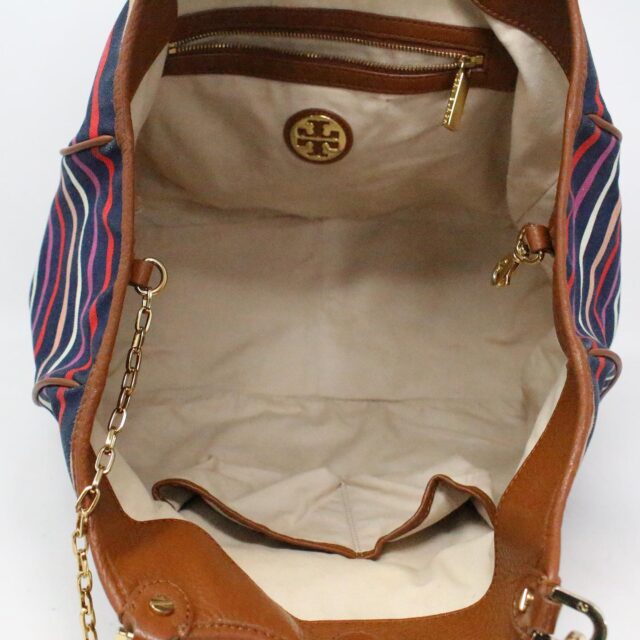 TORY BURCH 36692 Striped Canvas Large Tote Bag 5
