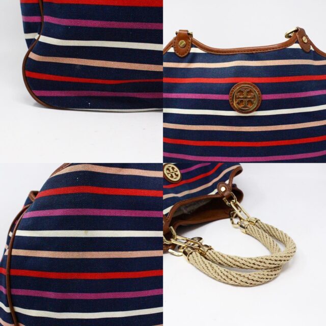 TORY BURCH 36692 Striped Canvas Large Tote Bag 7