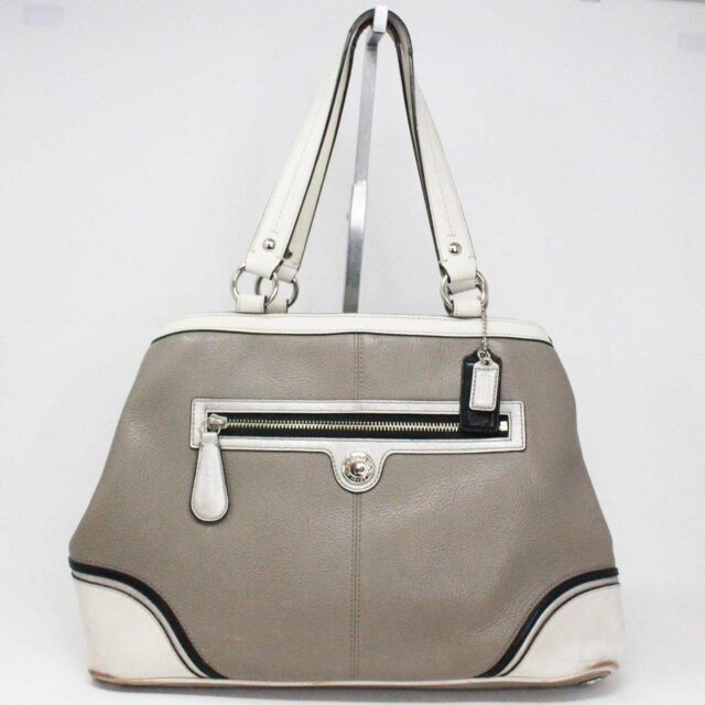 COACH 37349 Gray and White Leather Satchel 1