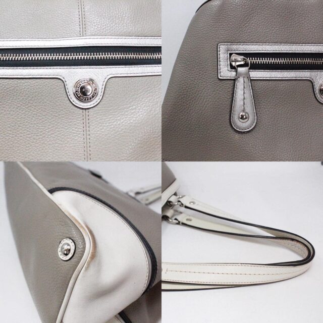COACH 37349 Gray and White Leather Satchel 7