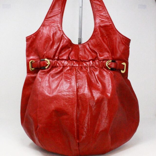 BADGLEY MISCHKA 38350 Red Soft Leather Balloon Hobo Bag 1