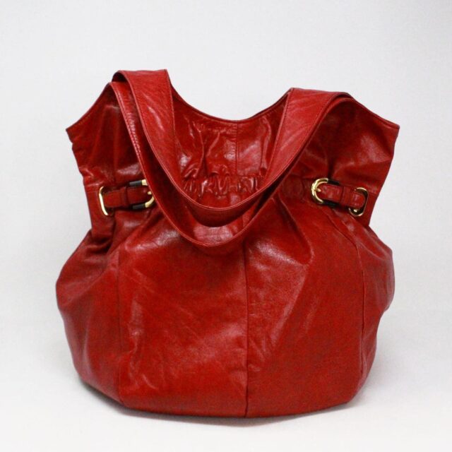 BADGLEY MISCHKA 38350 Red Soft Leather Balloon Hobo Bag 2