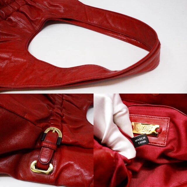 BADGLEY MISCHKA 38350 Red Soft Leather Balloon Hobo Bag 7
