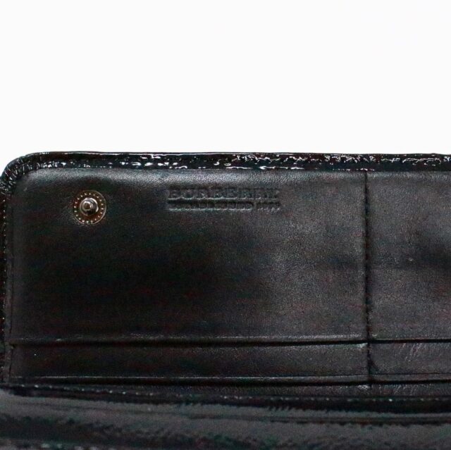 BURBERRY 38292 Black Beat Check Nylon and Patent Leather Penrose Continental Wallet 7