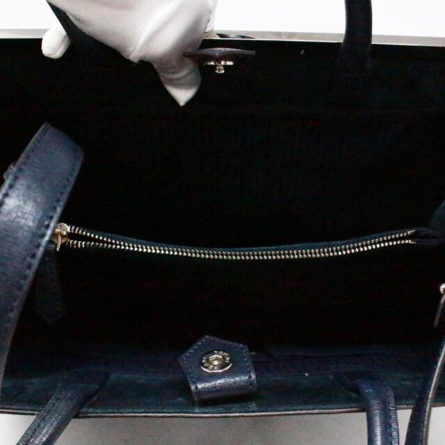 FENDI 38134 Navy Blue Saffiano Leather Handbag 5