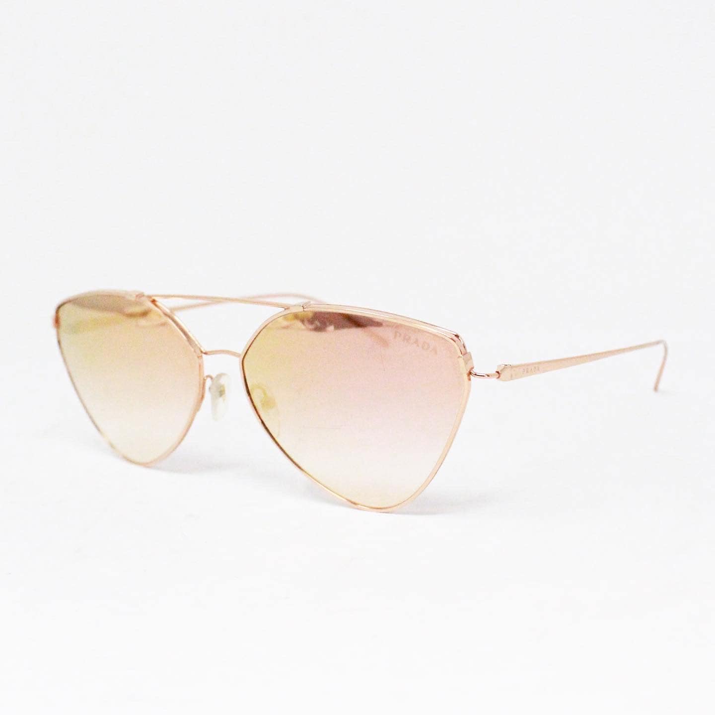 PRADA 38001 Gold Pink Mirrored Cat Eye Sunglasses 1