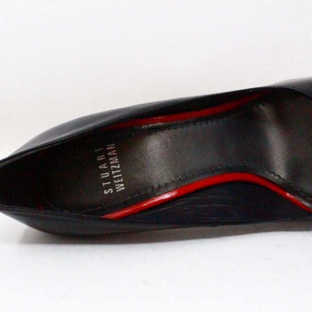 STUART WEITZMAN 37793 Black Leather Peep Toe Heels US 7.5 EU 37.5 G