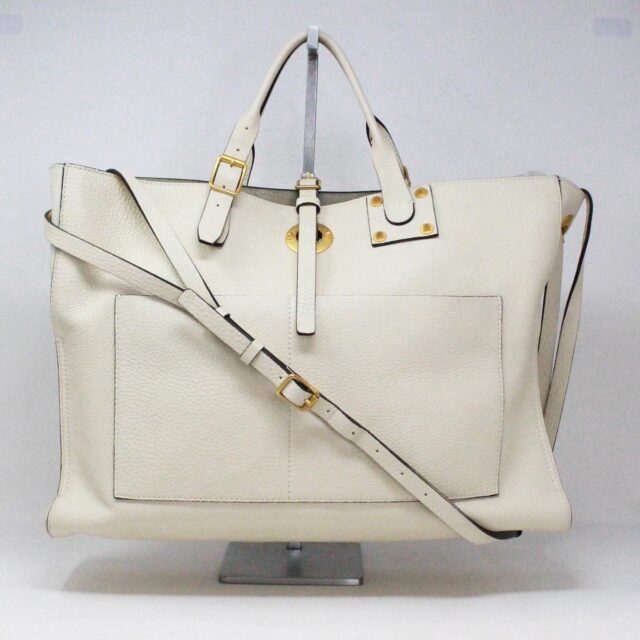 VALENTINO 37899 Beige Grained Leather Tote Bag A