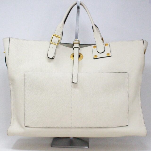 VALENTINO 37899 Beige Grained Leather Tote Bag B