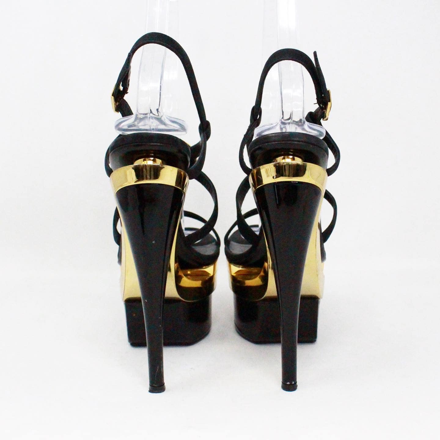 Louis Vuitton Gold Sequins Platform Wedge Ankle Wrap Sandals Size 38