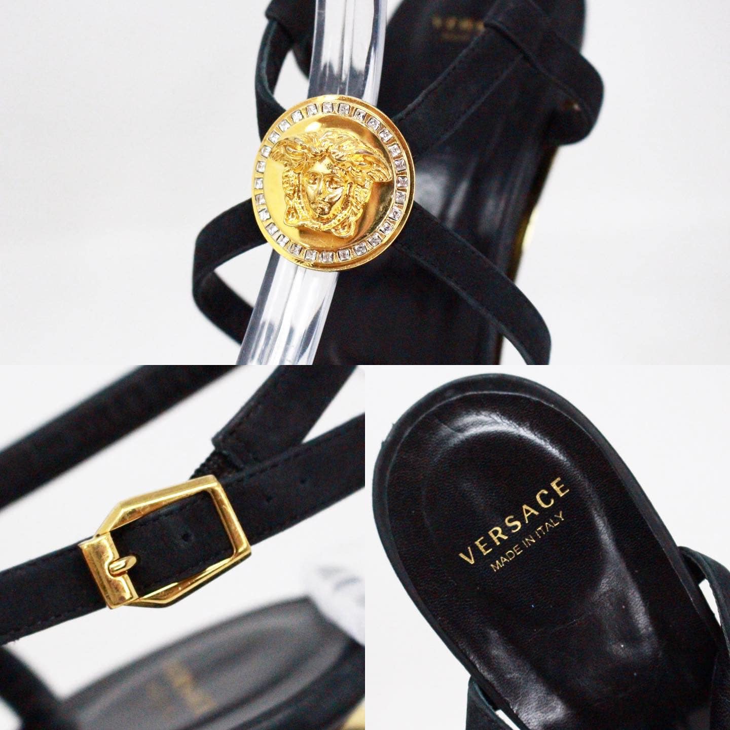 VERSACE #MCA231 Triple Platform Black & Gold Strap Heels (US 8.5 EU 38.5) –  ALL YOUR BLISS