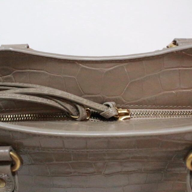 BALENCIAGA 38855 Neoclassic Taupe Patent Leather Snake Print Crossbody Bag H