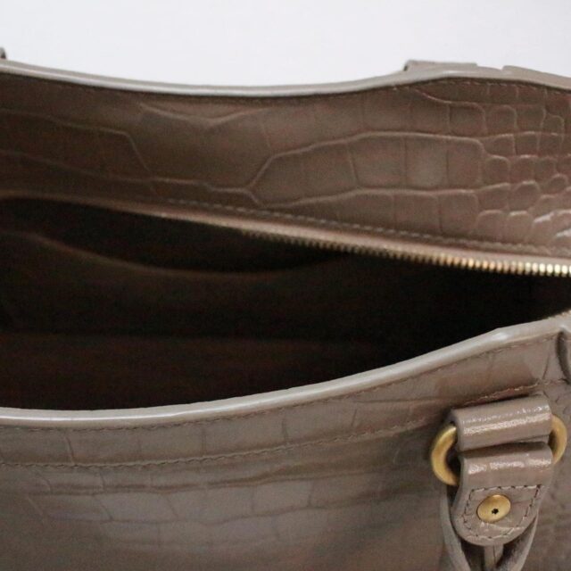 BALENCIAGA 38855 Neoclassic Taupe Patent Leather Snake Print Crossbody Bag I