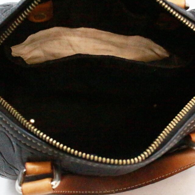 CAROLINA HERRERA 38750 Andy 7 Black Leather Monogram Handbag G