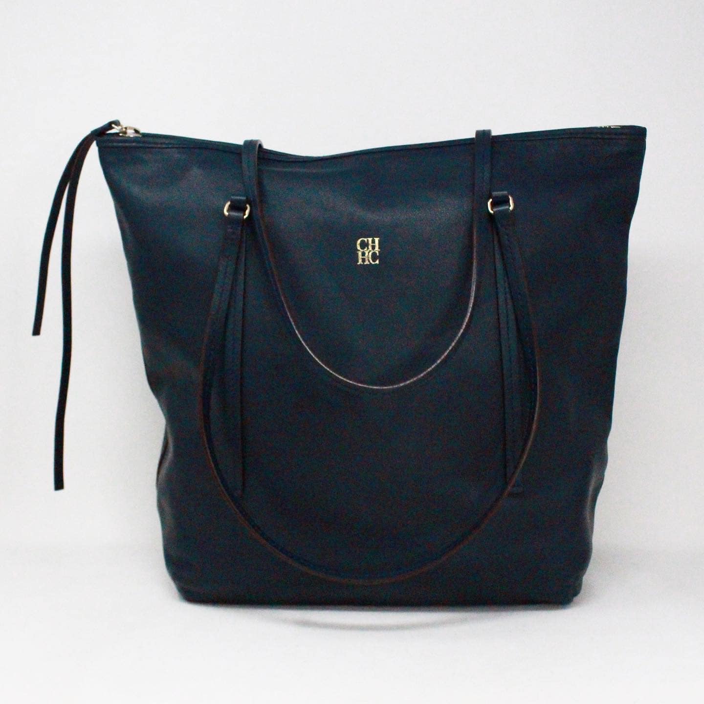CAROLINA HERRERA 38818 Navy Blue Leather Shoulder Bag A