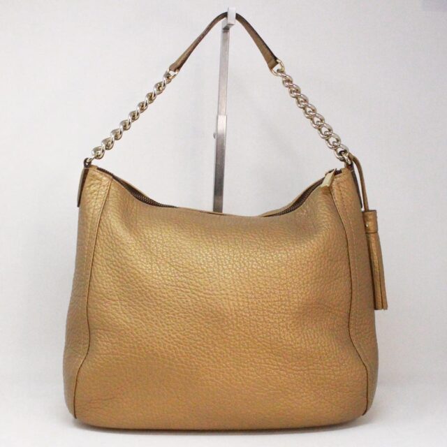 CAROLINA HERRERA 38827 Gold Pebbled Leather Shoulder Bag B
