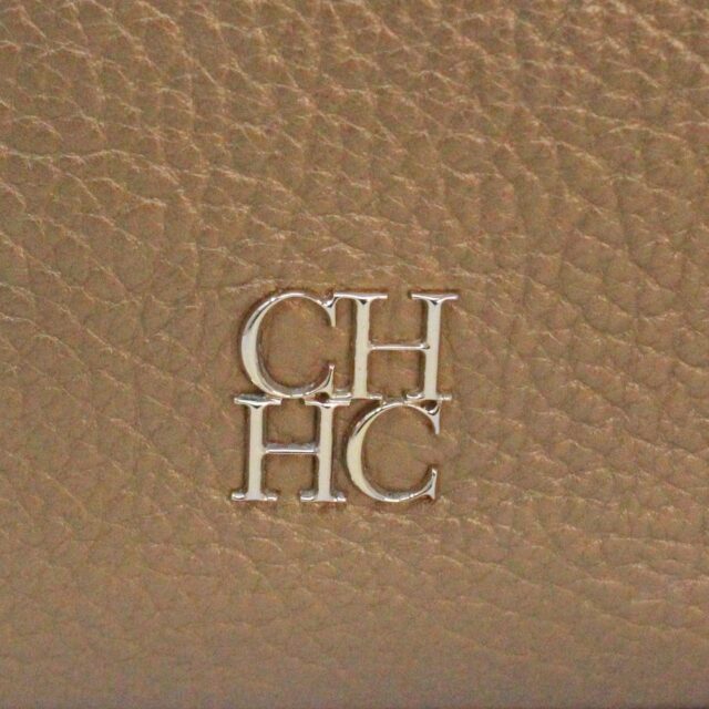CAROLINA HERRERA 38827 Gold Pebbled Leather Shoulder Bag C