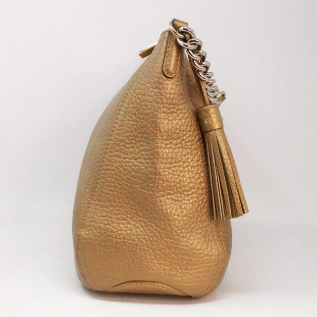 CAROLINA HERRERA 38827 Gold Pebbled Leather Shoulder Bag D