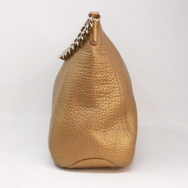 CAROLINA HERRERA 38827 Gold Pebbled Leather Shoulder Bag E
