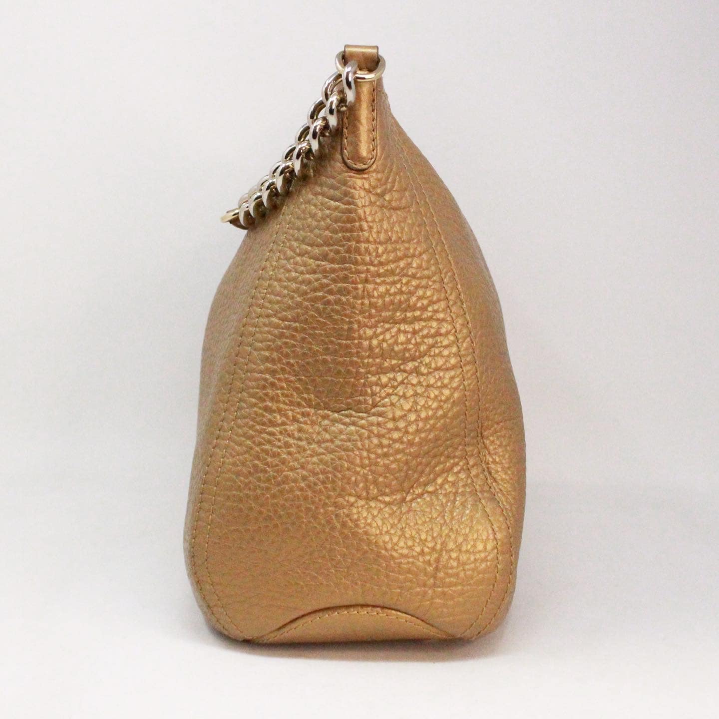 Authentic Carolina Herrera Gold Logo Leather Clutch Bag Pouch