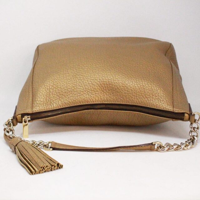 CAROLINA HERRERA 38827 Gold Pebbled Leather Shoulder Bag F