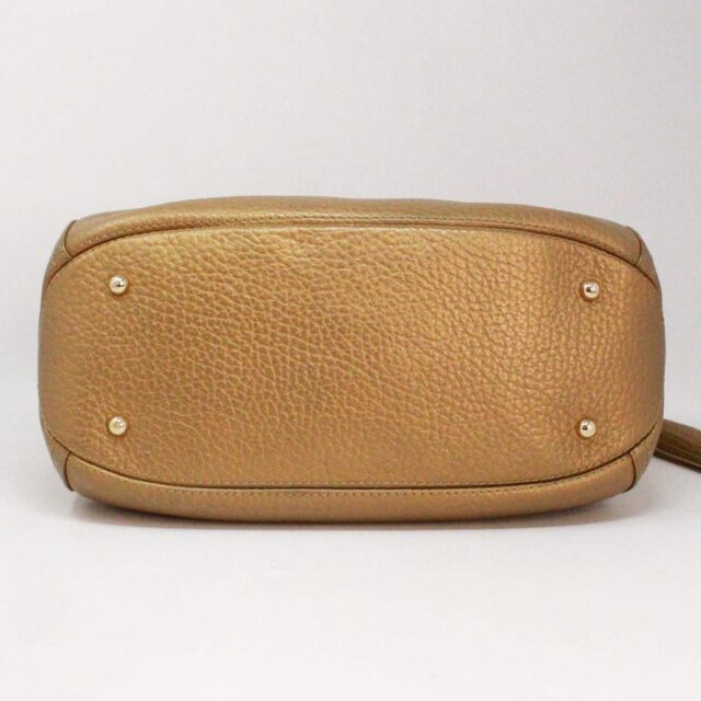 CAROLINA HERRERA 38827 Gold Pebbled Leather Shoulder Bag I