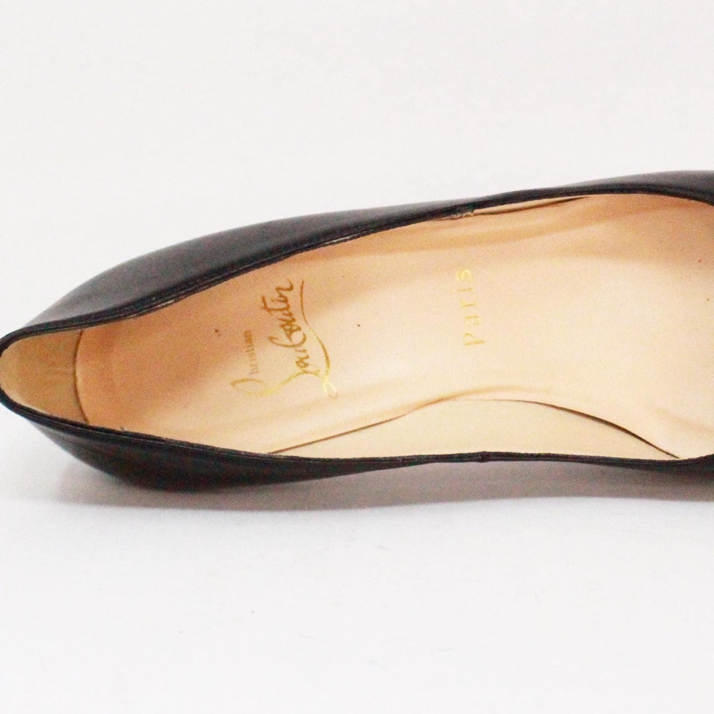 CHRISTIAN LOUBOUTIN #38049 Fifi Black Leather Platform Heels (US 7.5 EU  37.5)