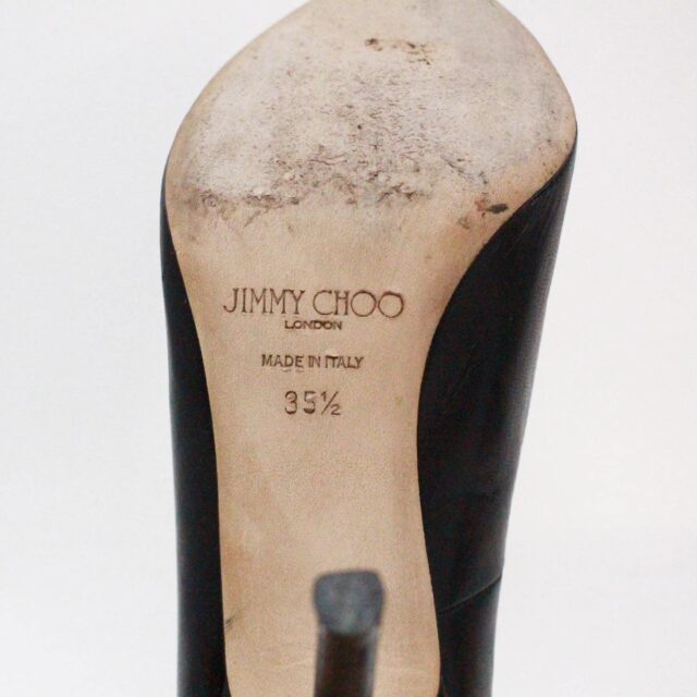 JIMMY CHOO 38051 London Black Leather Heels US 5.5 EU 35.5 h