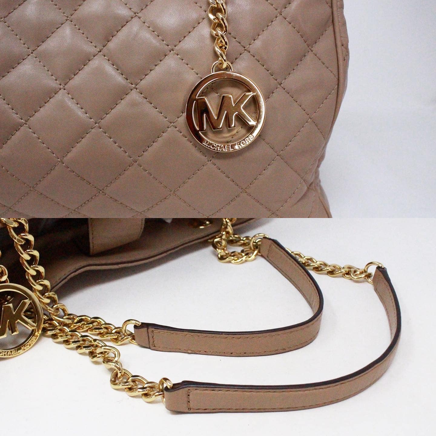 Michael Kors, Bags, Michael Kors Red Quilted Leather Shouldertote Purse  With Gold Chain