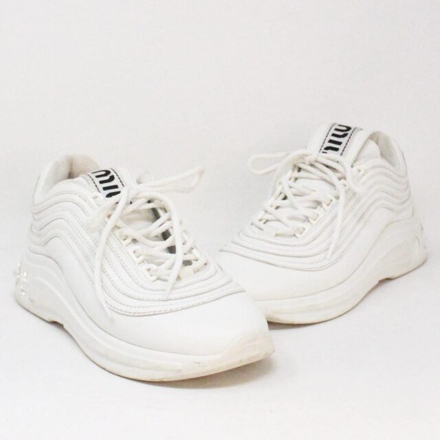 MIU MIU 38073 White Leather Sneakers US 6 EU 36 a