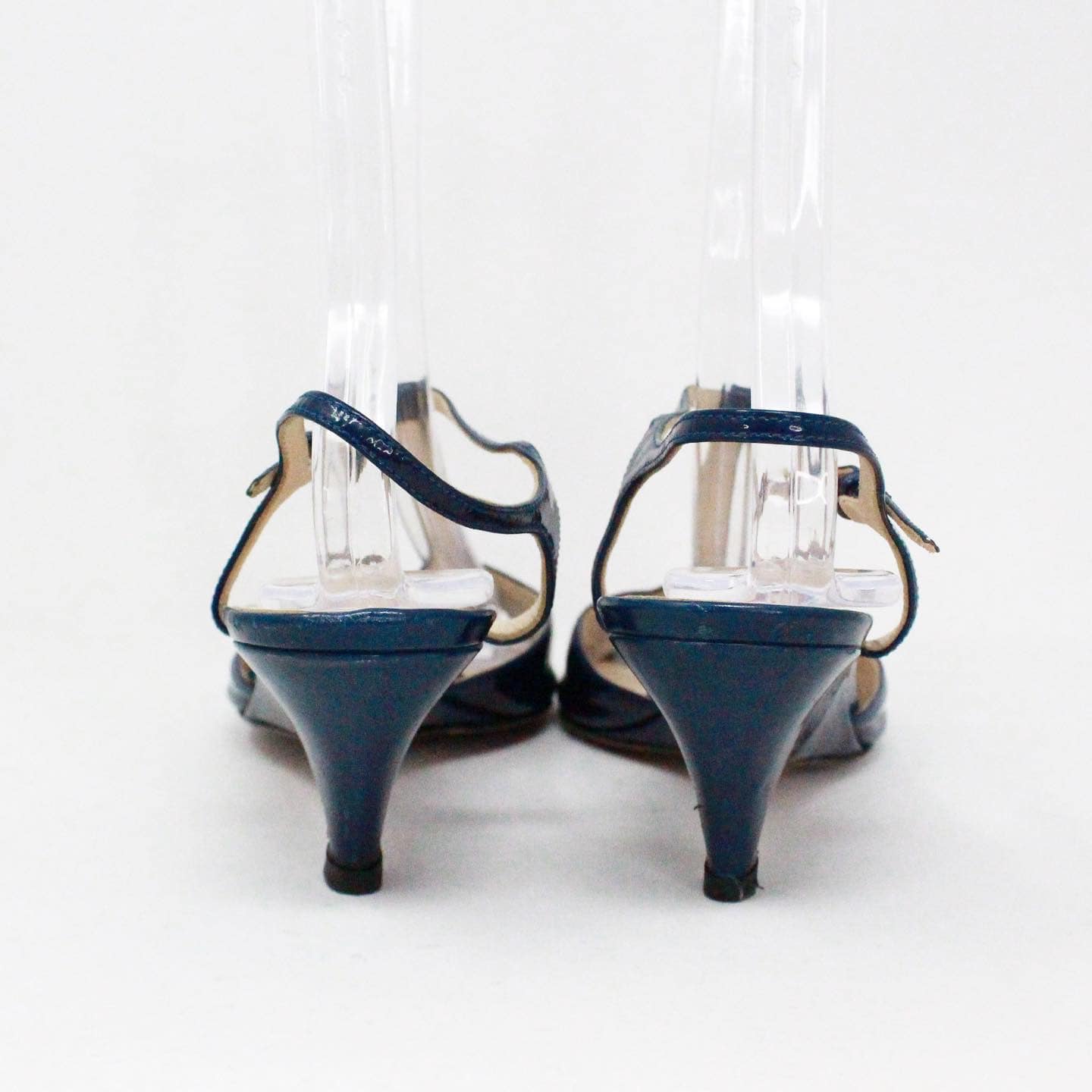 PRADA 38439 Blue Patent Leather T Strap Sandals US 9 EU 39 C