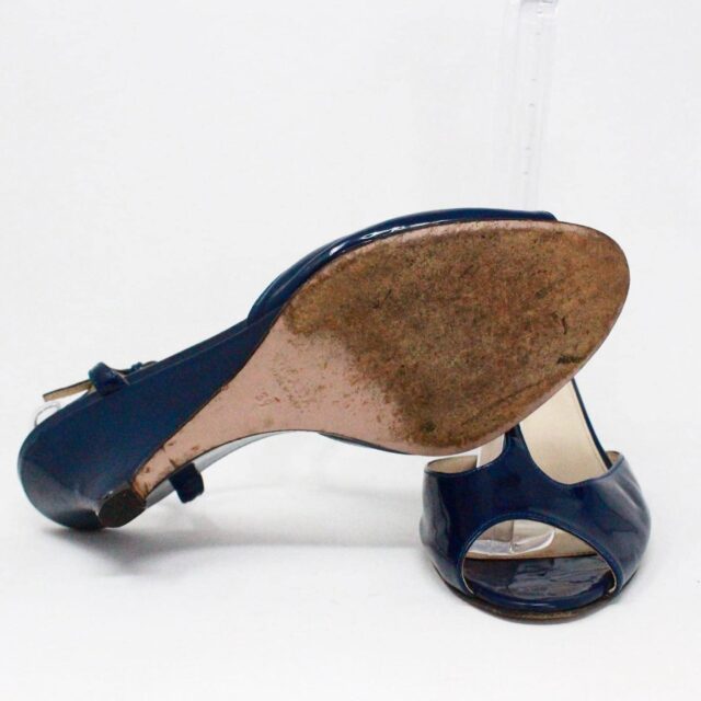 PRADA 38439 Blue Patent Leather T Strap Sandals US 9 EU 39 D