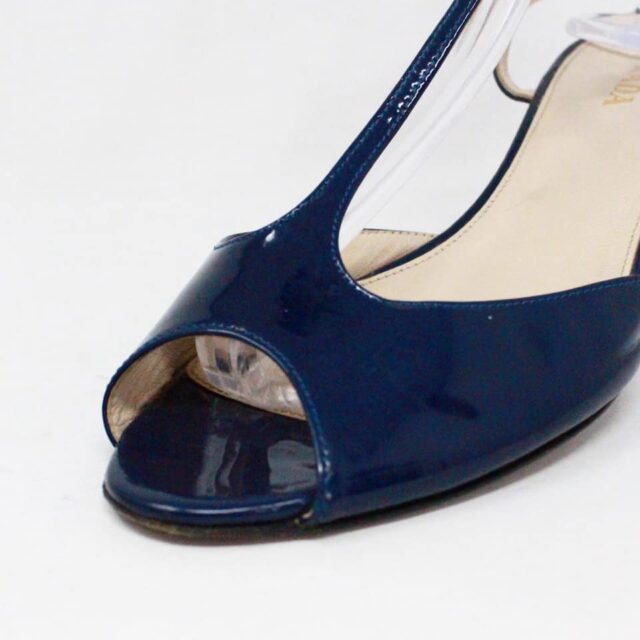 PRADA 38439 Blue Patent Leather T Strap Sandals US 9 EU 39 E