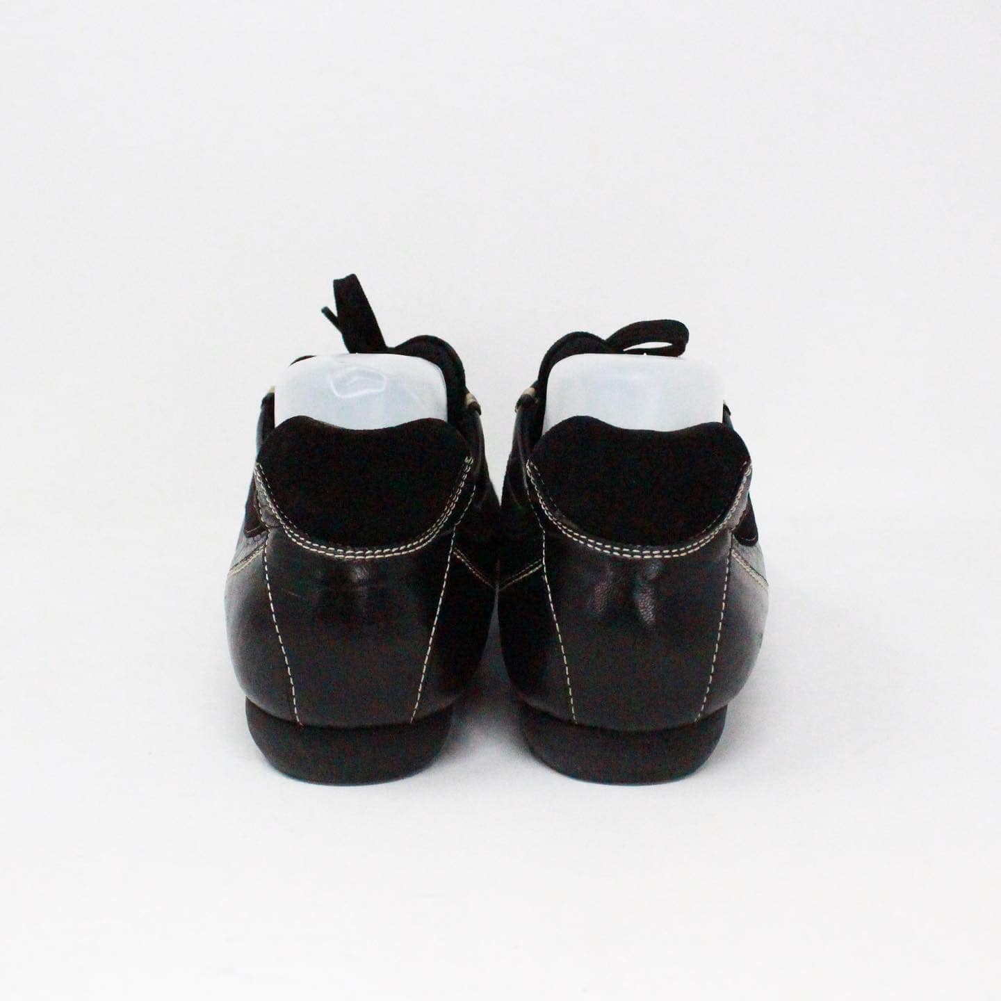 SALVATORE FERRAGAMO 38440 Black Leather Suede Sneakers US 10 EU 40 C