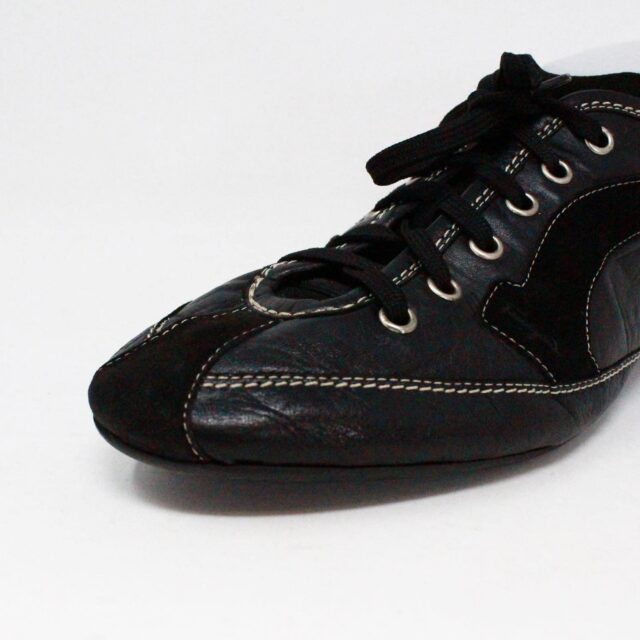 SALVATORE FERRAGAMO 38440 Black Leather Suede Sneakers US 10 EU 40 E