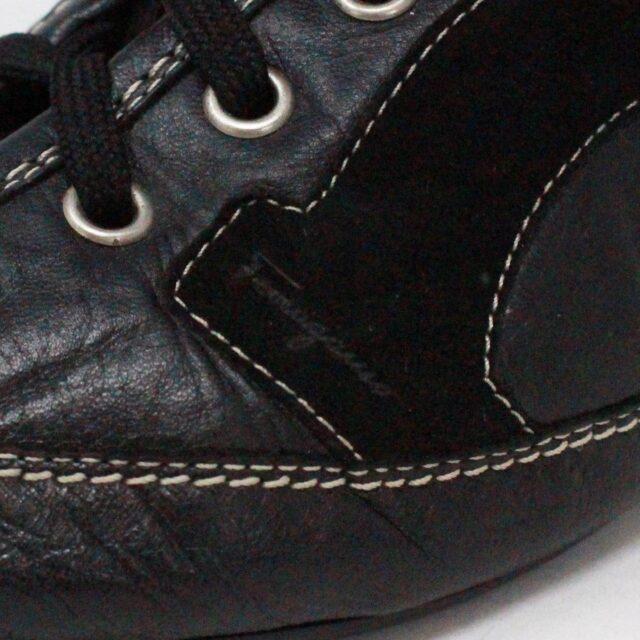 SALVATORE FERRAGAMO 38440 Black Leather Suede Sneakers US 10 EU 40 H
