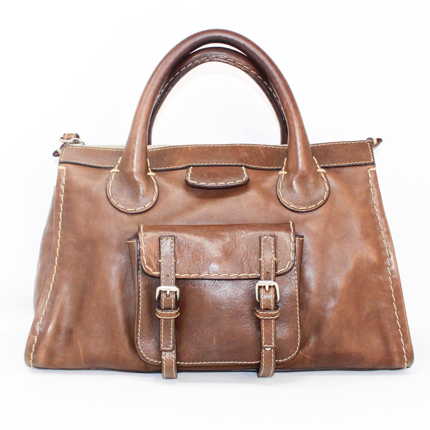 CLOE 38959 Brown Leather Tote Bag a